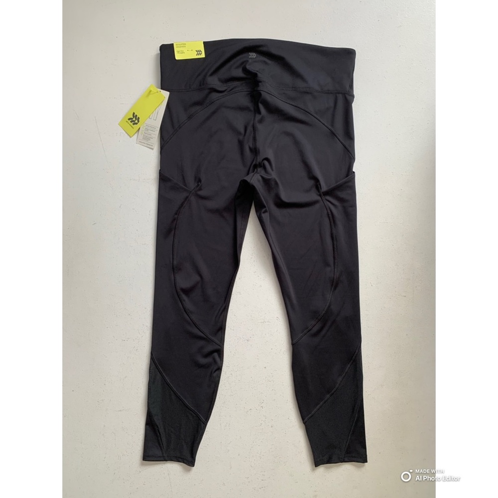 All In Motion XXL Black Sculpted Streamline Leggings Mesh Panel 7/8 Length NWT - Picture 6 of 17